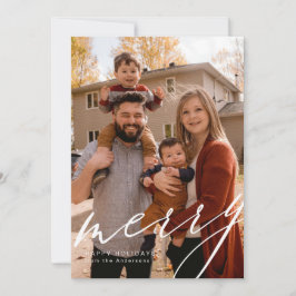 Tarjeta Festiva Retrato de sangre completa con Merry en escritura