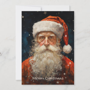 Tarjeta Festiva Retrato de Santa Claus Estilo Van Gogh