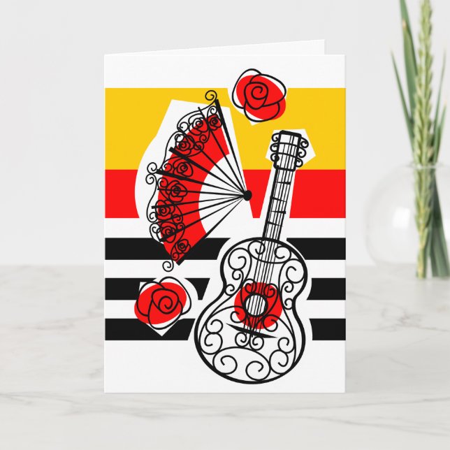 Tarjeta Festiva Retrato de texto clásico de Stripe de España (Anverso)