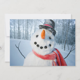 Tarjeta Festiva Retrato de un hombre de nieve feliz
