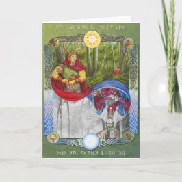 Tarjeta Festiva Retrato doble del Rey Roble y el Rey Holly