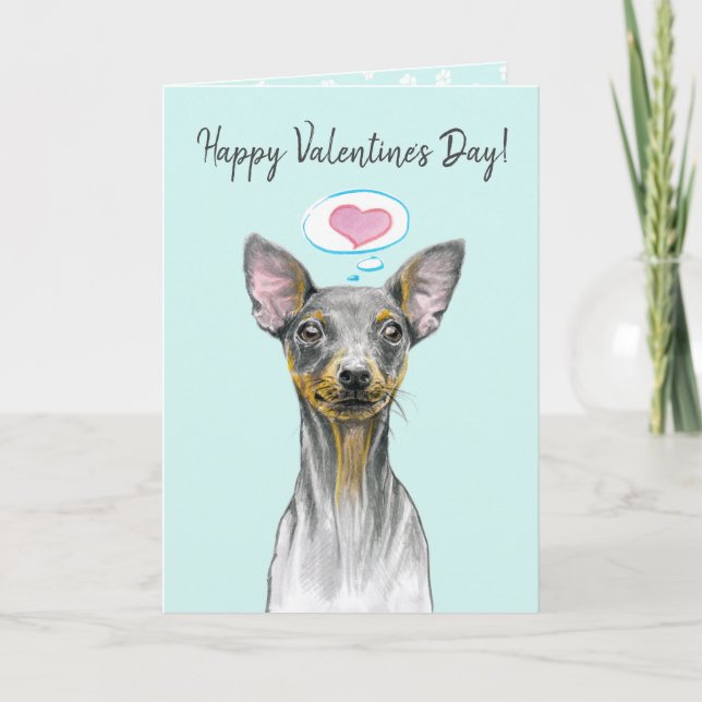 Tarjeta Festiva Retrato en miniatura de perro de pinscher Amor pur (Anverso)