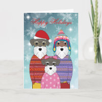 Retrato familiar de Navidades Schnauzers en miniat