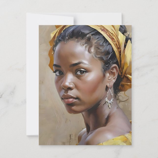 Tarjeta Festiva Retrato femenino africano J (Anverso)