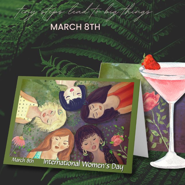 Tarjeta Festiva Retrato multiétnico del Día Internacional de la Mu (International Women's Day multi ethnic portrait Holiday Card)