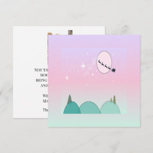 Tarjeta Festiva Retrato navideño pastel bajo la luz de la luna en 