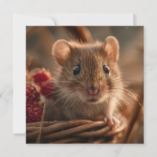 Tarjeta Festiva Retrato ultra cercano de un adorable ratón salvaje