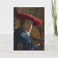 Retrato vintage de Vermeer de niña con sombrero ro