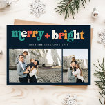 Tarjeta Festiva Retro 3 Navidades merry y brillantes de color foto<br><div class="desc">Esta tarjeta de vacaciones Retro 3 Photo Colorful Merry & Bright Navidades ofrece un toque divertido y nostálgico en su tradicional saludo de vacaciones. Con 3 ranuras para fotos de personalizable, la audaz tipografía retro le da un aire vibrante y grooval al mensaje "Merry & Bright". Las letras alegres y...</div>