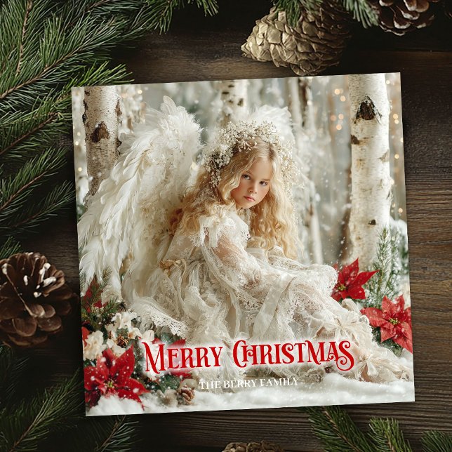 Tarjeta Festiva Retro angelic angel red white gold cheerful card (Retro angelic angel red white gold cheerful greeting card

)