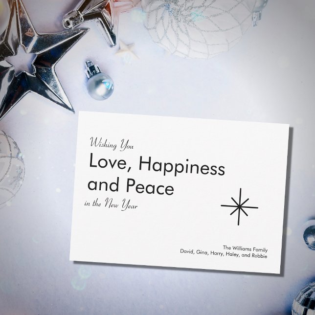 Tarjeta Festiva Retro Año Nuevo 2026 Clásico Blanco Negro (Subido por el creador)