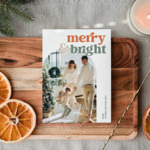 Tarjeta Festiva Retro Arch Photo Merry & Bright