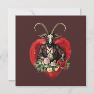 Tarjeta Festiva Retro Baphomet Gótico Día de San Valentín Amor
