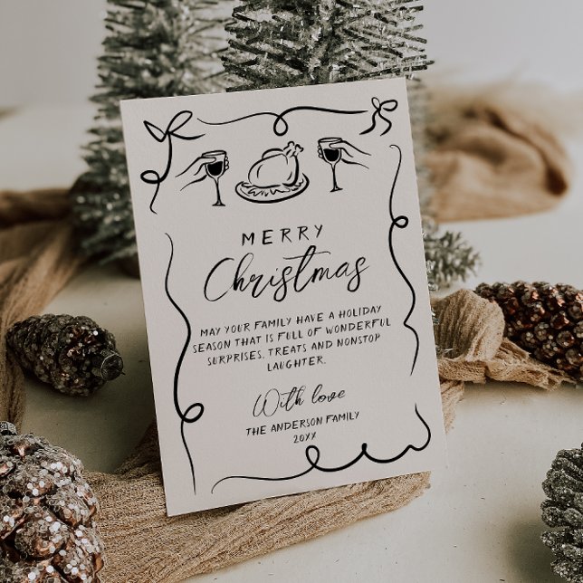 Tarjeta Festiva Retro Black & White Hand Drake Merry Christmas (Subido por el creador)