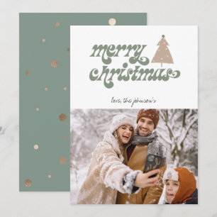 Tarjeta Festiva Retro Boho Merry Christmas Photo Holiday Card