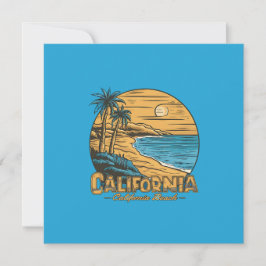 Tarjeta Festiva Retro California Sunset Beach Scene