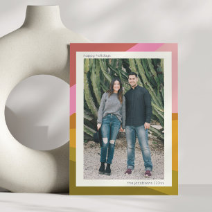 Tarjeta Festiva Retro Colorblock Navidades de fotografía de pareja