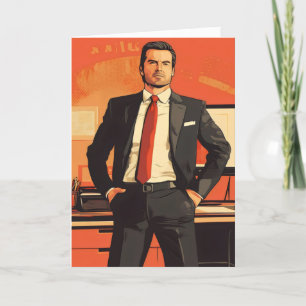 Tarjeta Festiva Retro de trabajo de la oficina principal