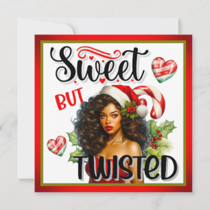 Tarjeta Festiva Retro Dulce pero Retorcido Pin-up Navideño
