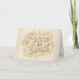 Tarjeta Festiva Retro Faith Script Peace on Earth Christmas