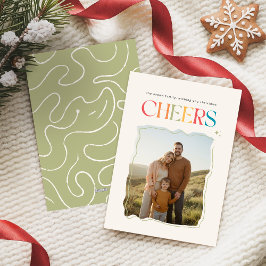 Tarjeta Festiva Retro Family Photo Portrait Christmas 