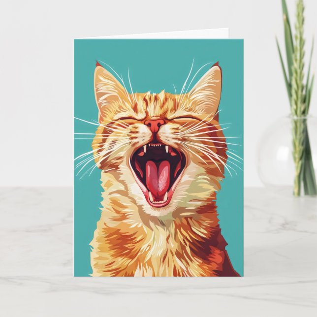 Tarjeta Festiva Retro Funny Naranja Cat (Anverso)