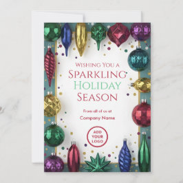 Tarjeta Festiva Retro Glass-Ornament Luxe | Business Greetings