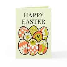 Retro Groovy Happy Easter Personalized Card