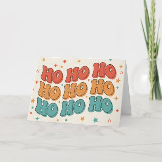Tarjeta Festiva Retro Groovy Ho Ho Ho Merry Christmas