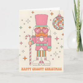 Tarjeta Festiva Retro Groovy Nutcracker Merry Christmas