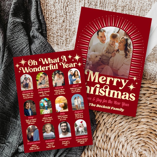 Tarjeta Festiva Retro Groovy What A Year In Review 12 Photo Arch (Subido por el creador)