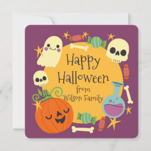 Tarjeta Festiva Retro Halloween Espeluznante 
