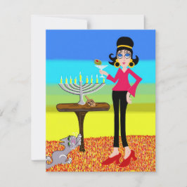 Tarjeta Festiva Retro Hanukkah y un Martini