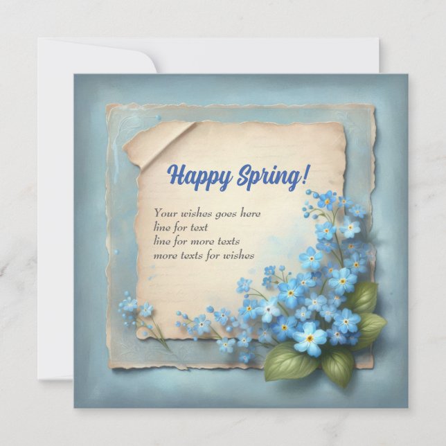 Tarjeta Festiva Retro Happy Spring card me olvida no las flores (Anverso)