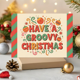 Tarjeta Festiva Retro Have a Groovy Christmas