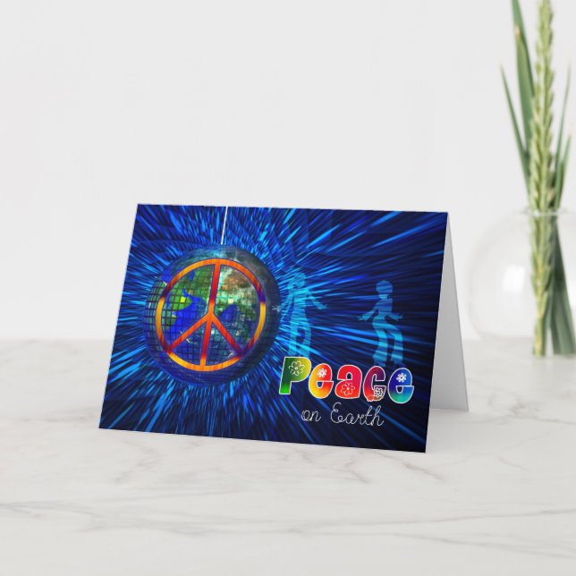Tarjeta Festiva Retro Hippie Paz en la Tierra Tie Die (Anverso)