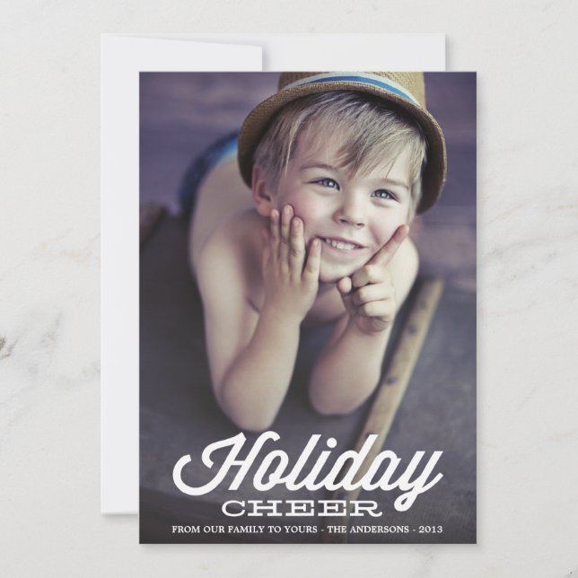 TARJETA FESTIVA RETRO HOLIDAY CHEER | HOLIDAY PHOTO CARD (Anverso)