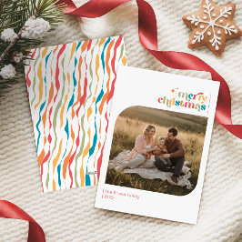 Tarjeta Festiva Retro Merry Christmas Family Photo Wish