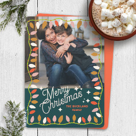Tarjeta Festiva Retro Merry Christmas One Photo Card