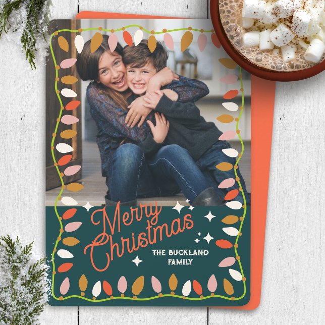Tarjeta Festiva Retro Merry Christmas Photo Card One Picture (Subido por el creador)