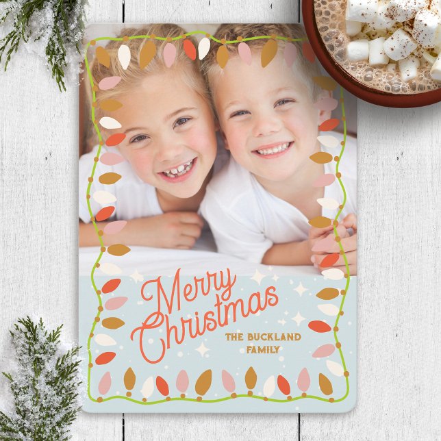 Tarjeta Festiva Retro Merry Christmas Photo Card One Picture (Subido por el creador)