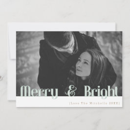 Tarjeta Festiva Retro Merry y Bright | Foto de vacaciones