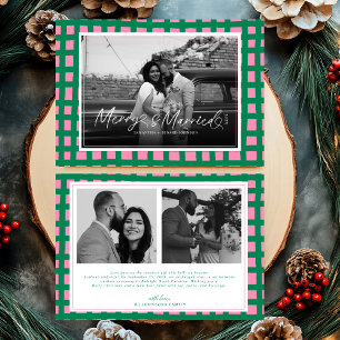 Tarjeta Festiva Retro Merry y Navidades recién casados