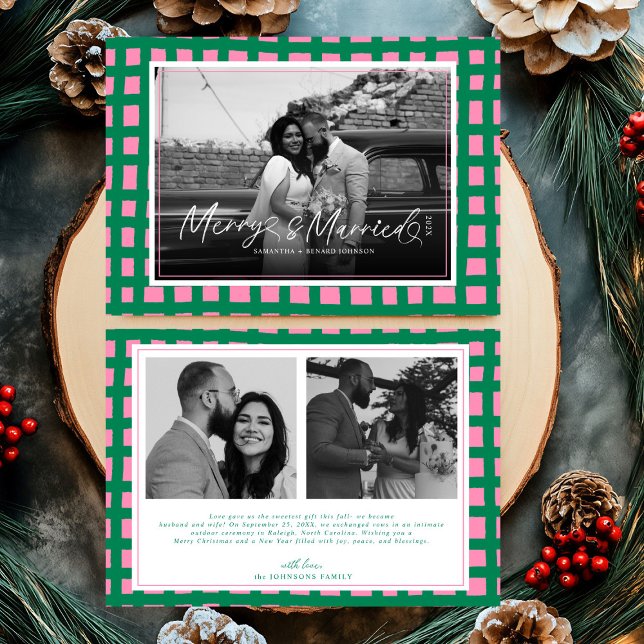 Tarjeta Festiva Retro Merry y Navidades recién casados (Subido por el creador)