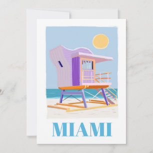 Tarjeta Festiva "Retro Miami Lifeguard: Vintage Beach Vibes