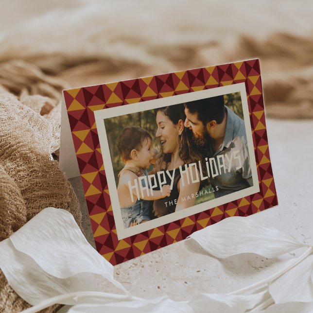 Tarjeta Festiva Retro Mid Century Happy Holidays (Subido por el creador)