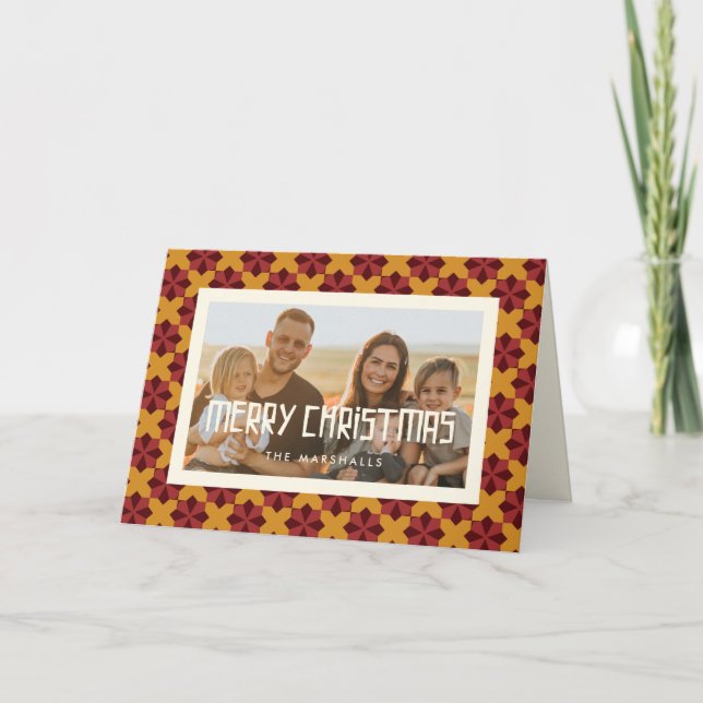 Tarjeta Festiva Retro Mid Century Modern Merry Christmas Photo (Anverso)