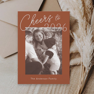 Tarjeta Festiva Retro Minimalist Red New Years Photo