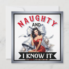 Tarjeta Festiva Retro Naughty y lo sé Navidades Pinup