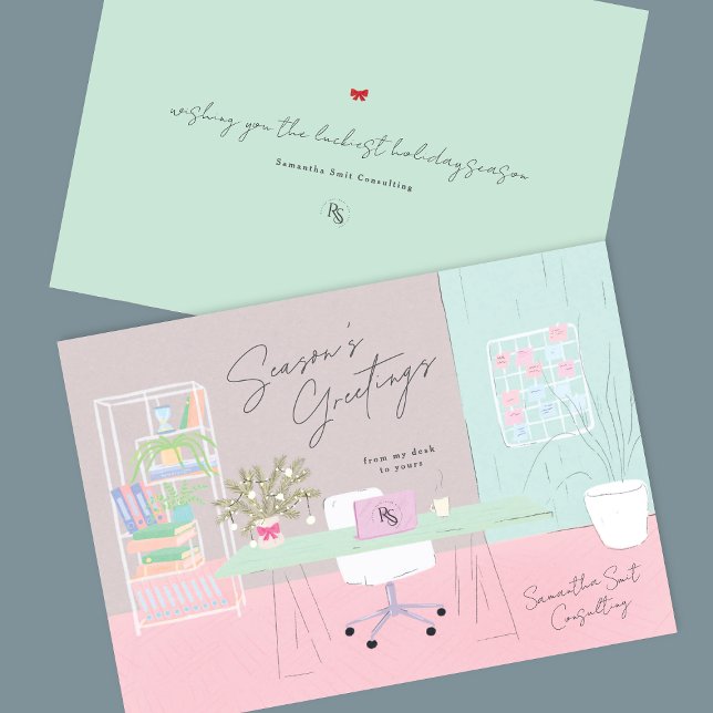 Tarjeta Festiva Retro Pastel Hand DraOffice Logo Corporate (Subido por el creador)